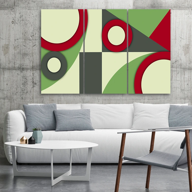Leinwandbild 3 teilig, Geometrische Abstraktionsformen 