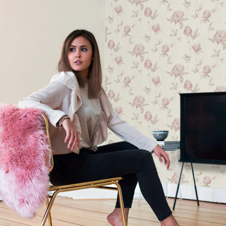 Designdschungel by Laura N. Vliestapete Blumentapete floral beige, metallic, lila 