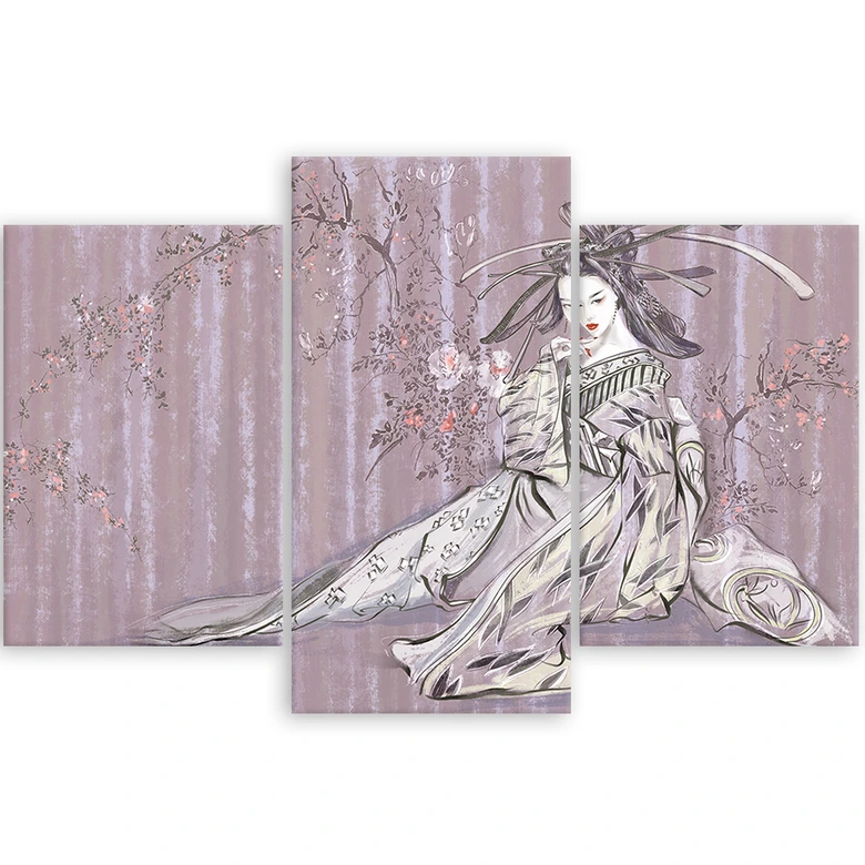 Leinwandbild 3 teilig, Traditioneller japanischer Geisha 
