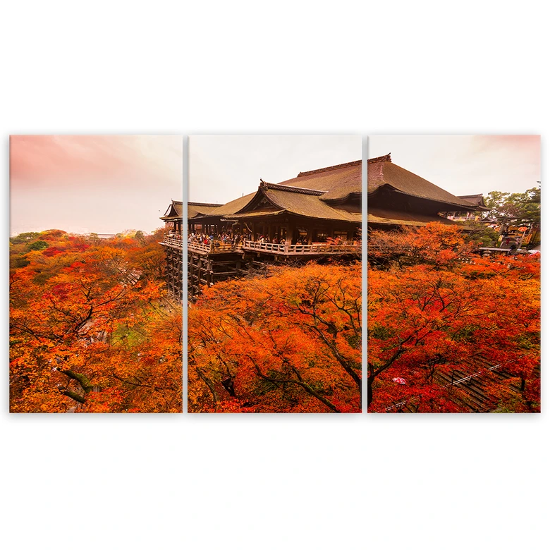 Leinwandbild 3-teilig, Garten Japan Landschaft 