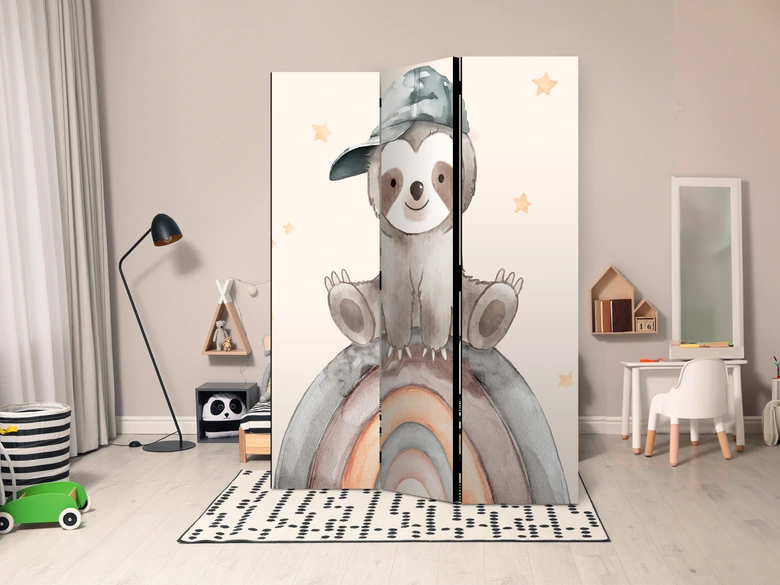 Paravent, Raumteiler freistehend, Trennwand - Happy Sloth 