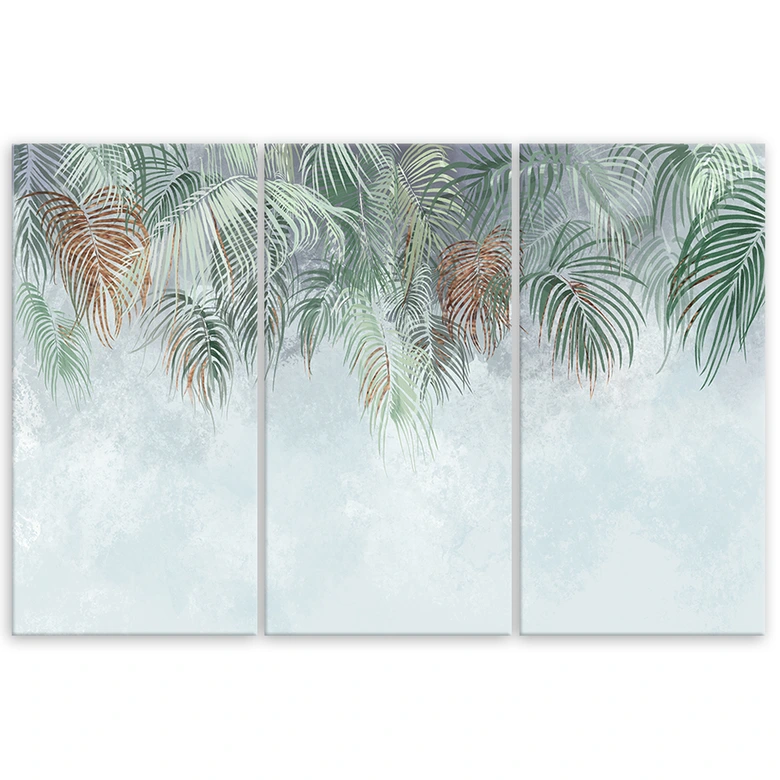 Leinwandbild 3 teilig, Palmenblätter 