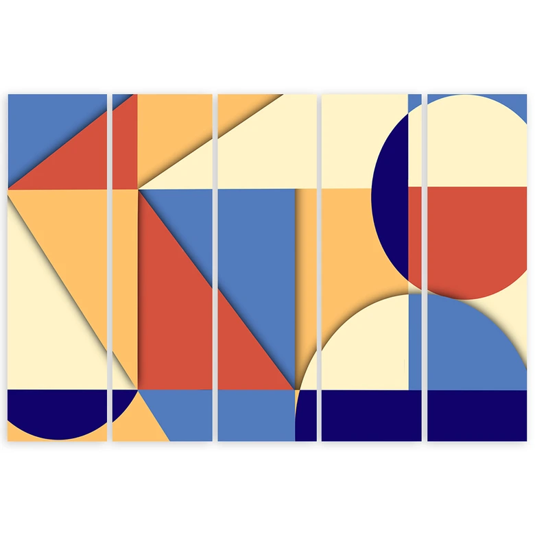 Leinwandbild 5 teilig, Geometrische Abstraktionsformen 