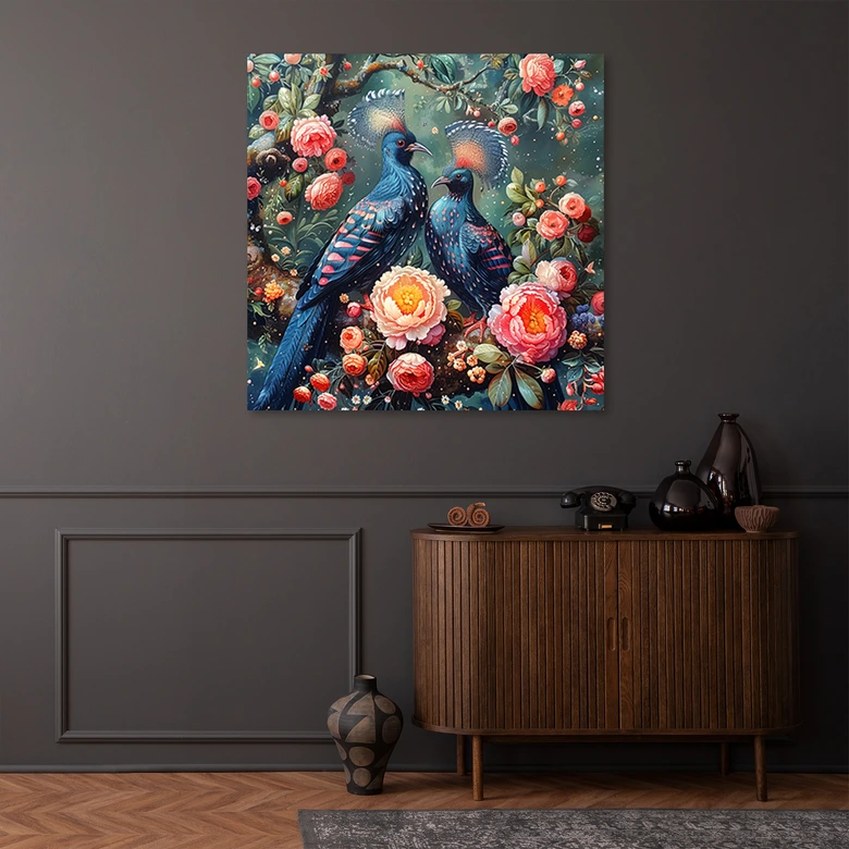 Leinwandbild Vögel Blumen Tiere 