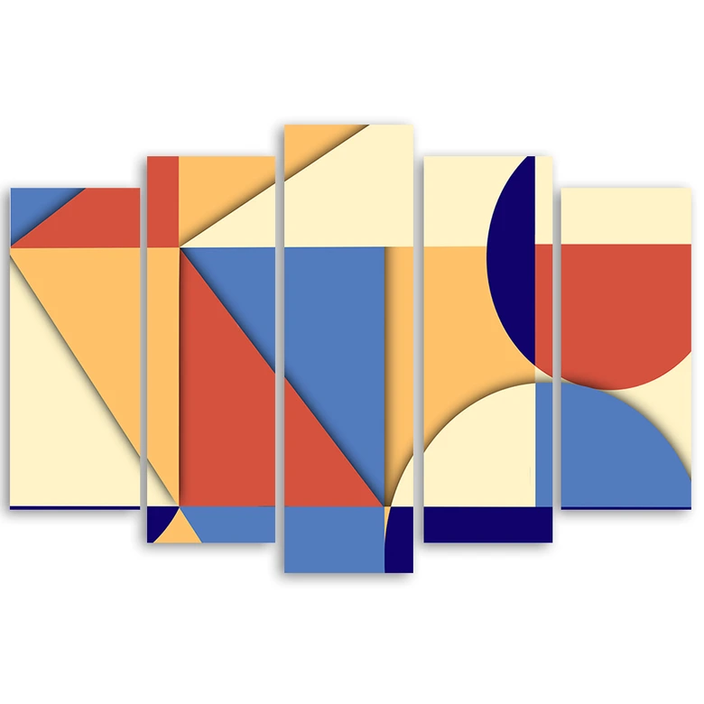 Leinwandbild 5 teilig, Geometrische Abstraktionsformen 