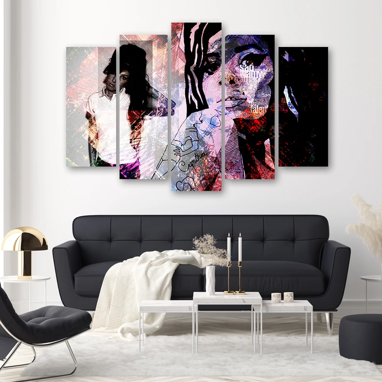 Leinwandbild 5 teilig, Amy Winehouse 