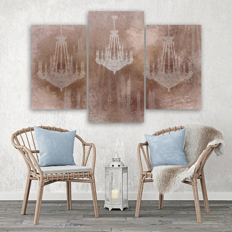 Leinwandbild 3 teilig, Kronleuchter 