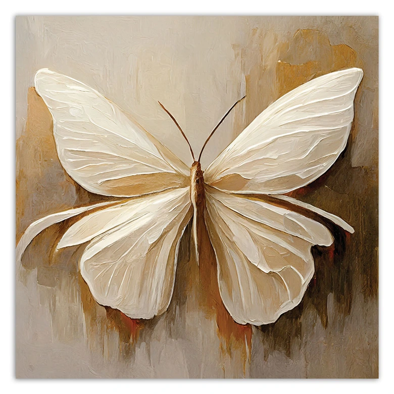 Leinwandbild Schmetterling beige gemalt 