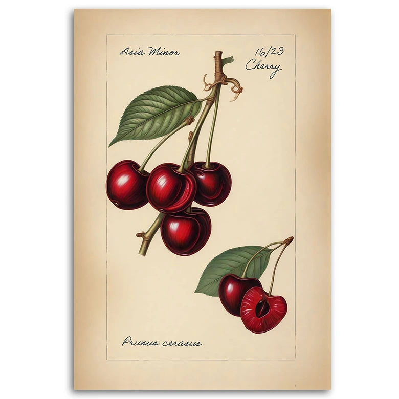 Leinwandbild Obst Weinlese Kirsche 
