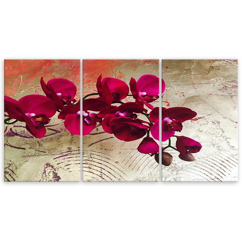 Leinwandbild 3-teilig, Orchidee Blumen Rosa 