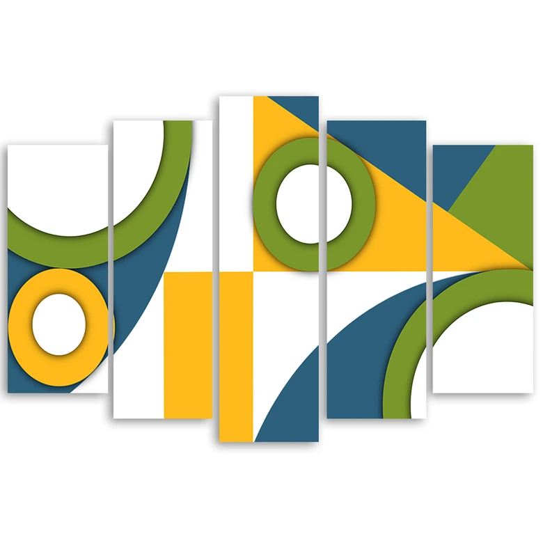 Leinwandbild 5 teilig, Geometrische Abstraktionsformen 