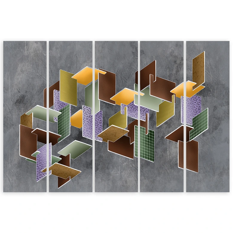 Leinwandbild 5 teilig, 3D -Rätsel 