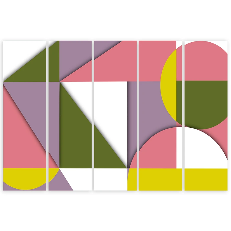 Leinwandbild 5 teilig, Geometrische Abstraktionsformen 