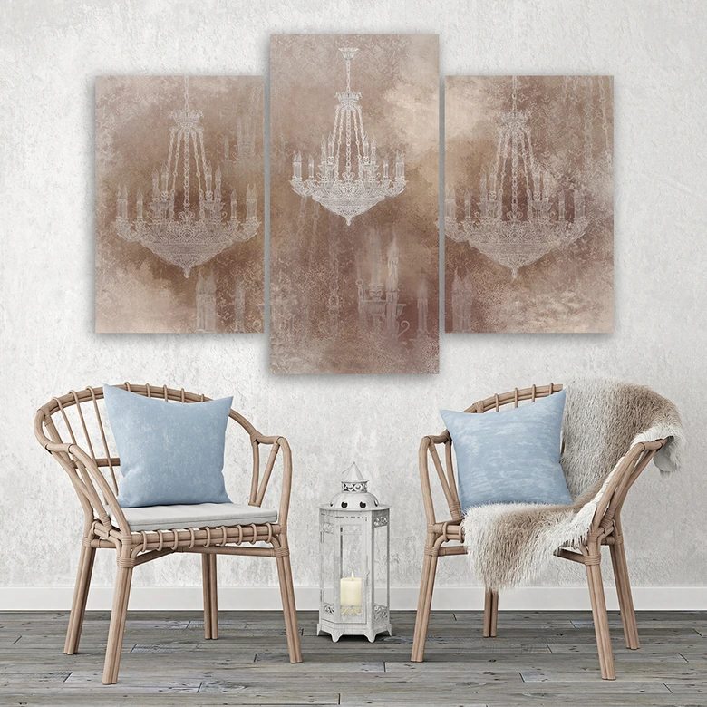 Leinwandbild 3 teilig, Kronleuchter 