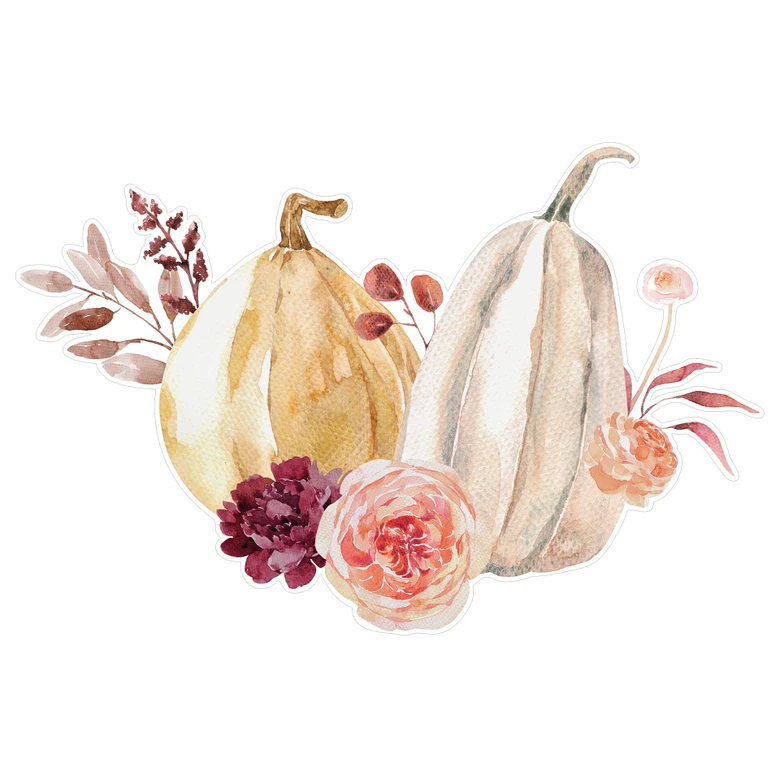 Elegante decoración de ventana con calabazas 