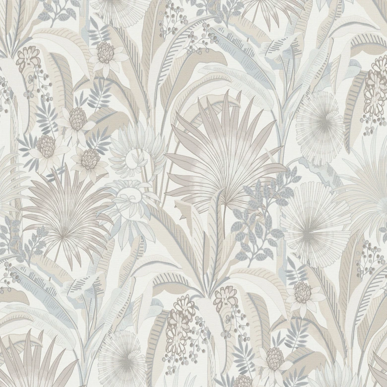 Blumentapete, Florale Tapete, Vliestapete Erismann Martinique beige 