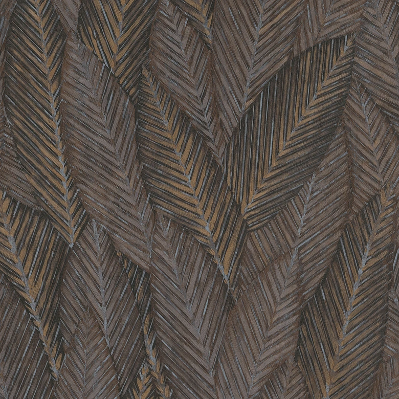 Papier peint à feuilles, papier peint à motifs, papier peint intissé marron Erismann Martinique 
