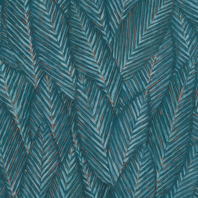 blad behang, behang met patroon, Vliesbehang Erismann Martinique blauw 