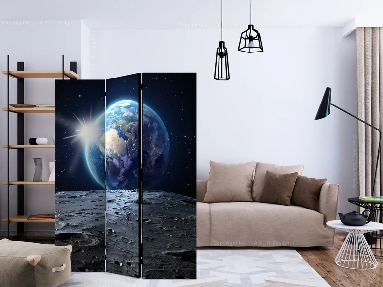 Screen room divider - Udsigt til den blå planet, 3-delt 