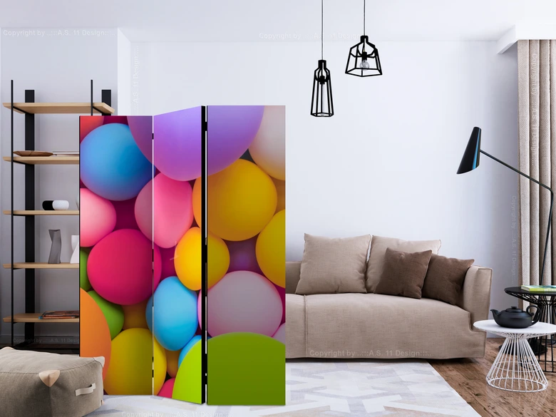 Paravent Séparation de pièce - Balles colorées , 3 pièces 