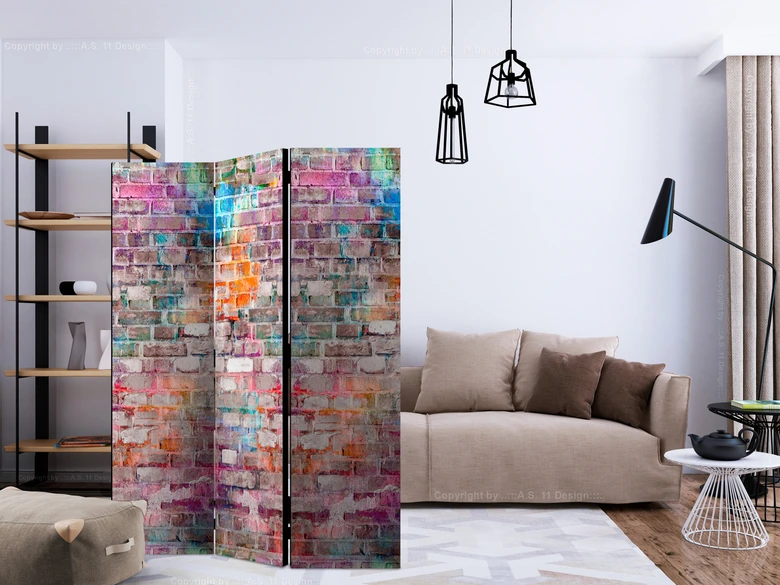 Paravent Séparation de pièce - Mur arc-en-ciel, 3 pièces 
