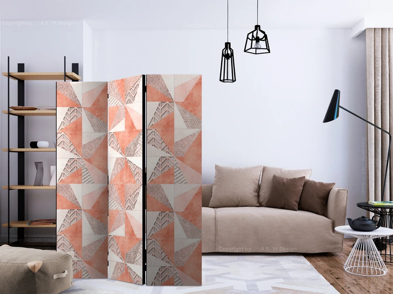 Paravent, Raumteiler freistehend, Trennwand - Frühlingsgeometrie  