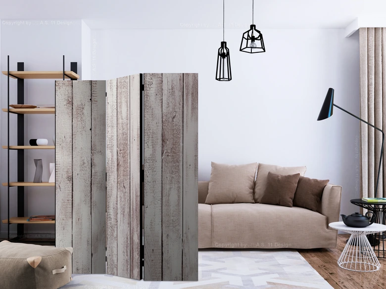 Paravent, Raumteiler freistehend, Trennwand - Edles Holz 