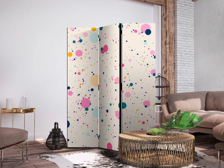 Paravent, Raumteiler freistehend, Trennwand - Dots on a Light Pink Background 
