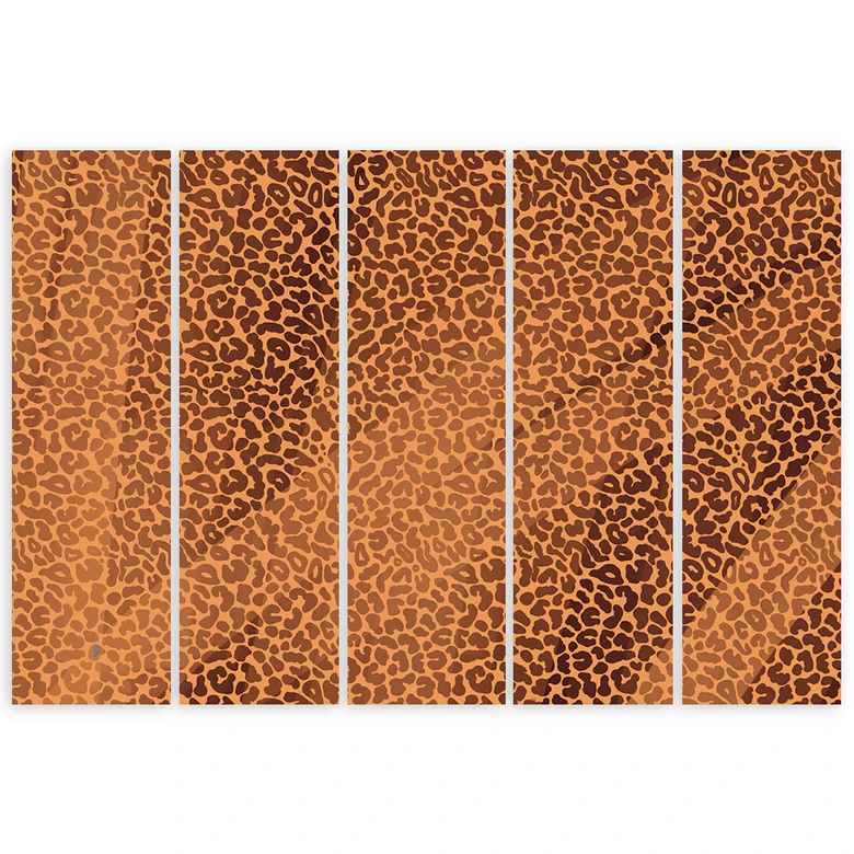 Leinwandbild 5 teilig, Leopard Leopard Pelfpatches Muster 