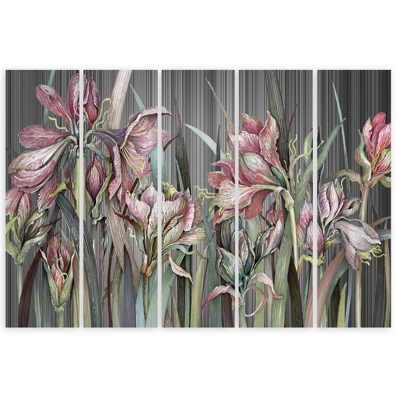 Leinwandbild 5 teilig, Iris Blumen 