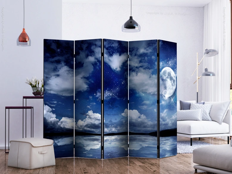 Paravent, Raumteiler freistehend, Trennwand - Magic Night II, 5-teilig - einseitig bedruckt - 225x172 cm 