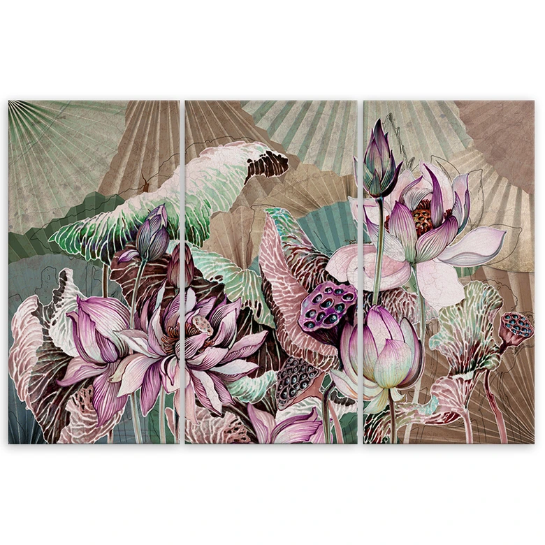 Canvas print 3 delig, Heilige Lotus en Fanter 