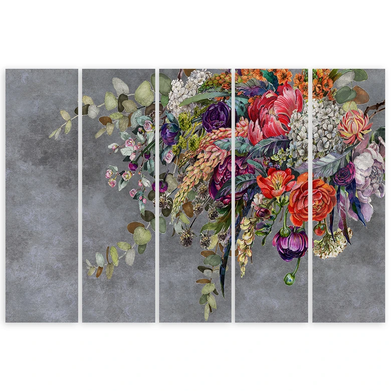 Leinwandbild 5 teilig, Blumenstrauß 