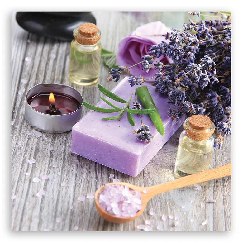 Leinwandbild, Zen Spa Lila Seife 