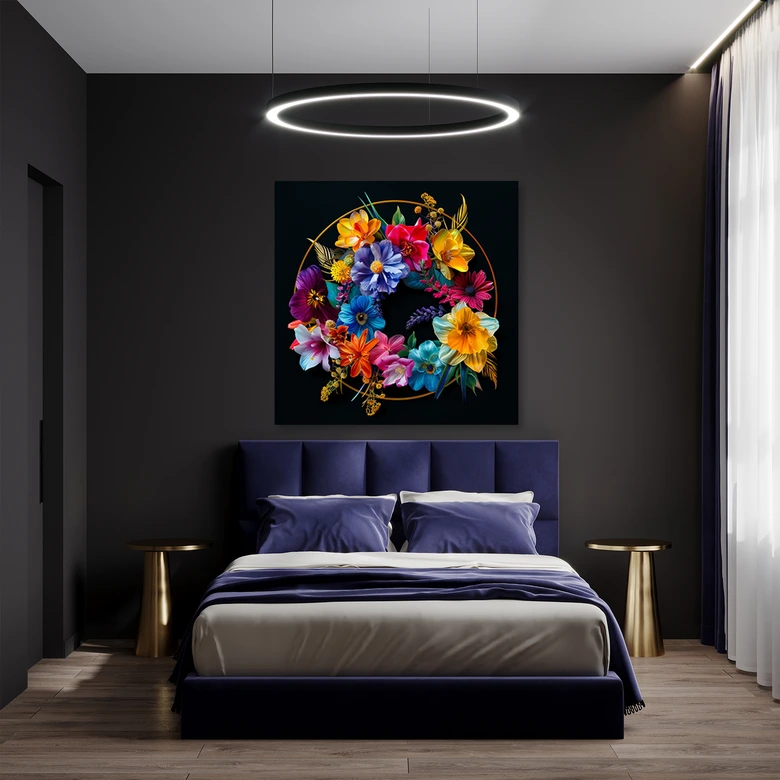 Leinwandbild Blumenstrauß aus bunten Blumen 