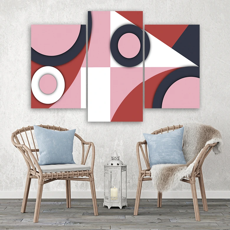 Leinwandbild 3 teilig, Geometrische Abstraktionsformen 