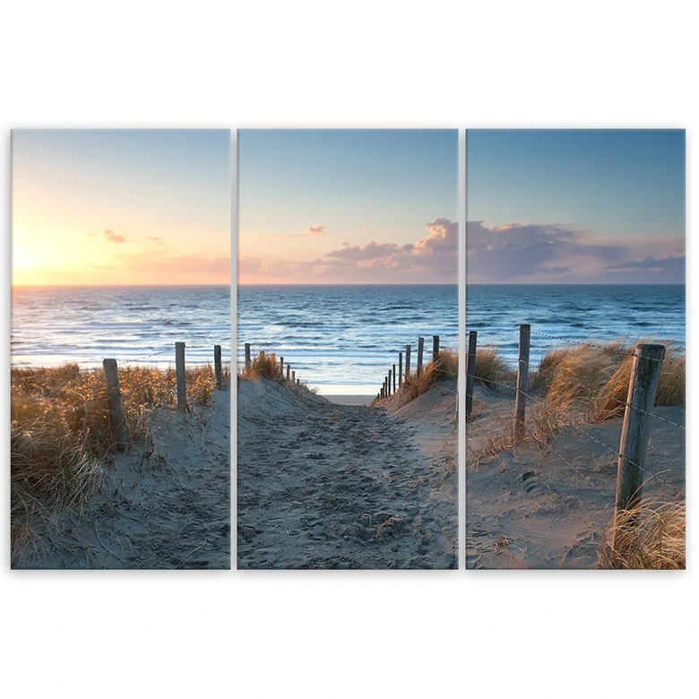 Leinwandbild 3-teilig, Sonnenuntergang an der Ostsee 
