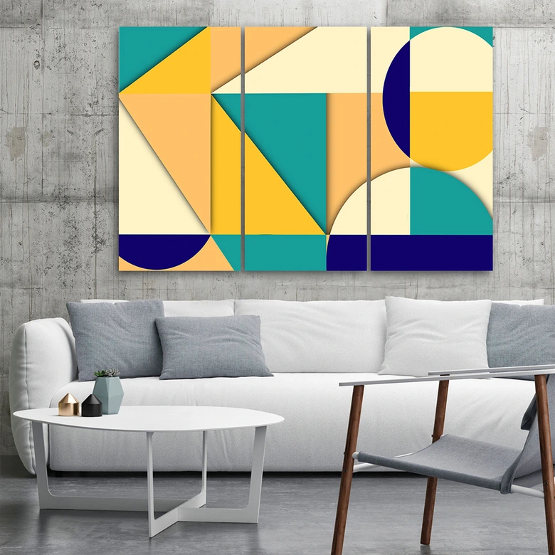 Leinwandbild 3 teilig, Geometrische Abstraktionsformen 