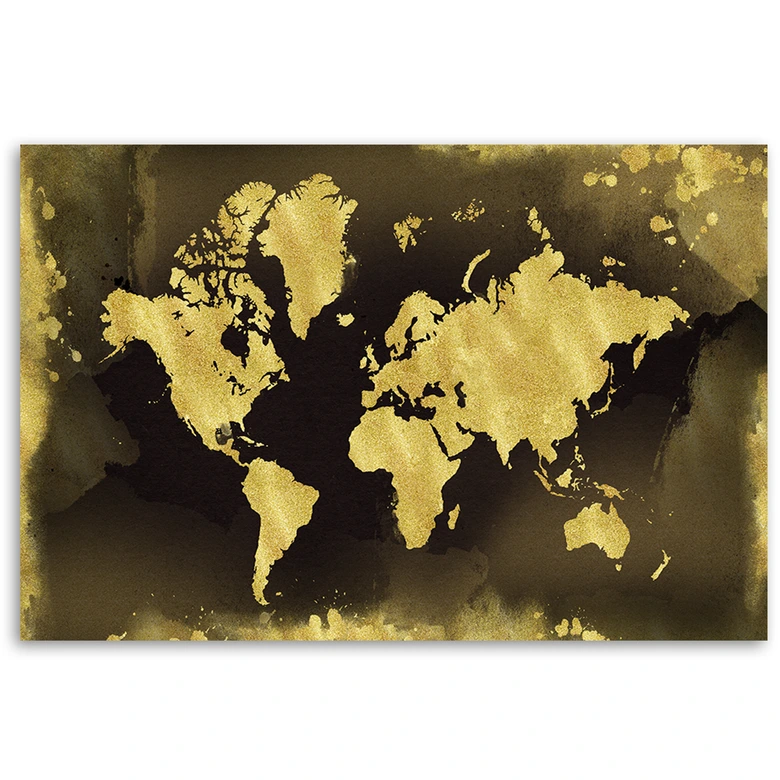 Leinwandbild, Goldene Weltkarte Vintage 