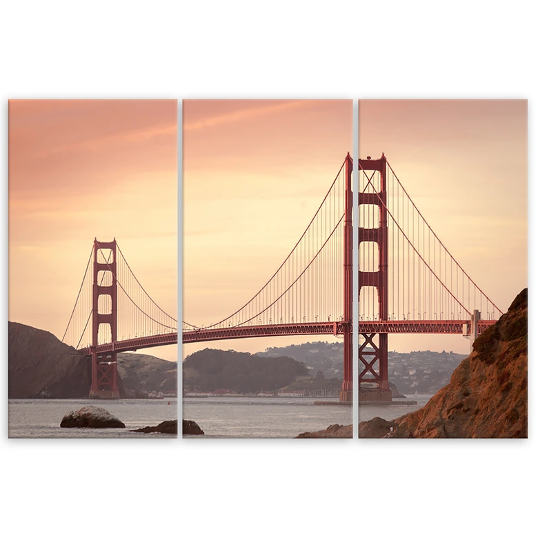 Leinwandbild 3-teilig, Golden Gate Bridge San Francisco 