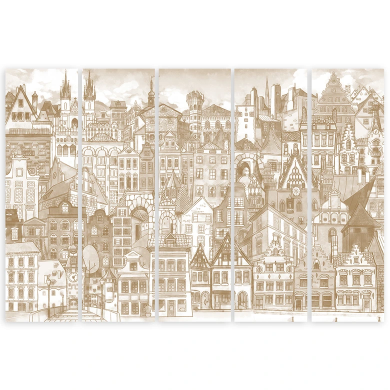 Leinwandbild 5 teilig, Fröhliche Stadt 