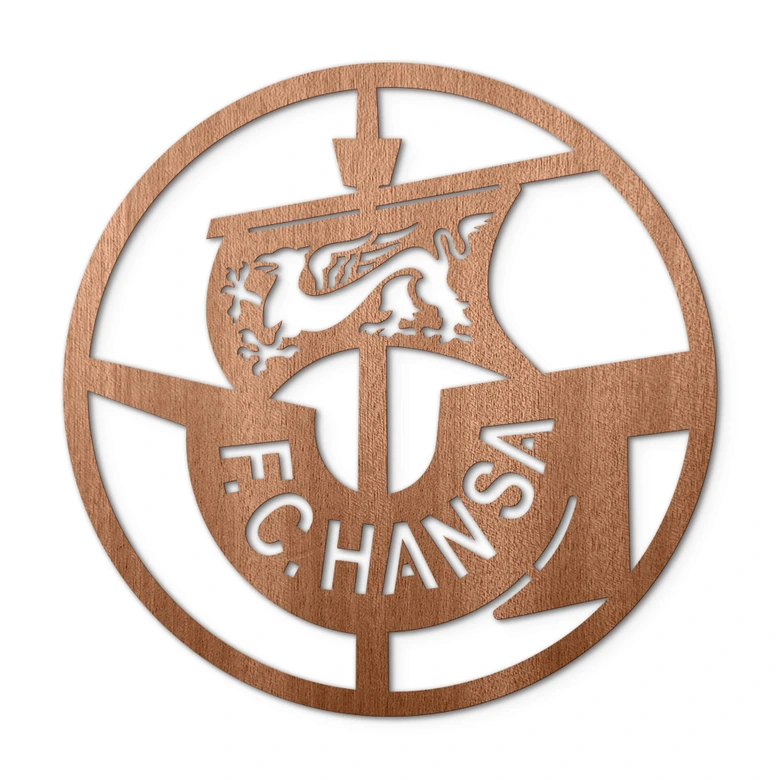 Holzdeko FC Hansa Rostock Logo - Mahagoniholz Rund Ø38 cm 