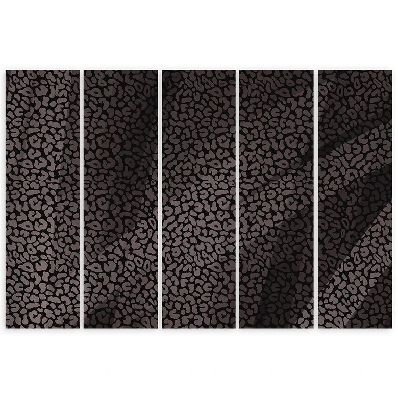 Leinwandbild 5 teilig, Leopard Leopard Pelfpatches Muster 