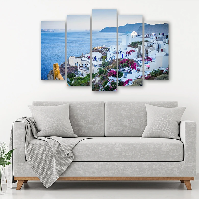 Wandbild 5-teilig, Griechenland Santorini Stadt 