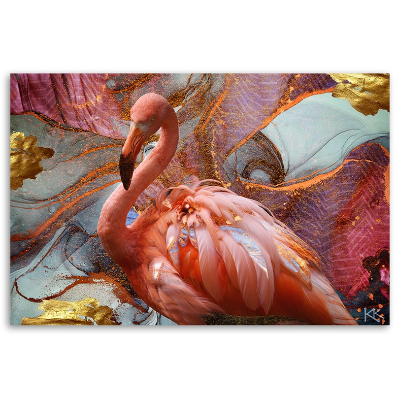 Leinwandbild, Rosa Flamingo Abstraktion 