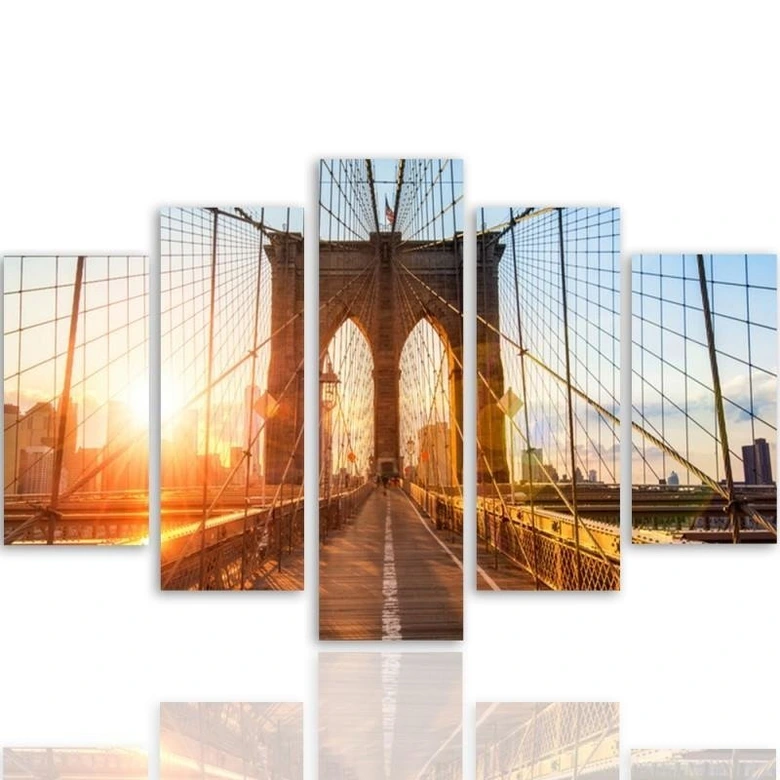 Leinwandbild 5 teilig, Brooklyn-Brücke New York 