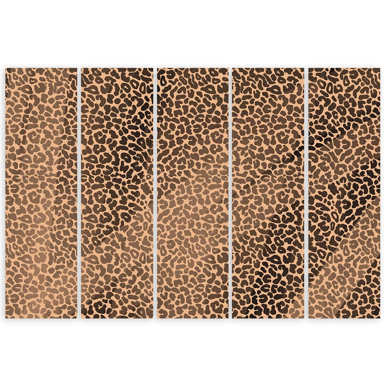 5 stykke lærredsprint, Leopard Leopard Pels Patches Mønster 