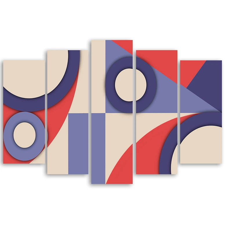 Leinwandbild 5 teilig, Geometrische Abstraktionsformen 
