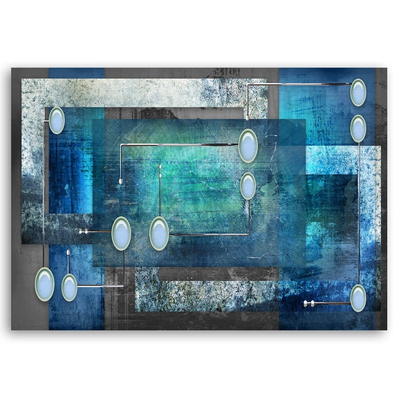 Canvas schilderij, blauwe abstractie 3d 