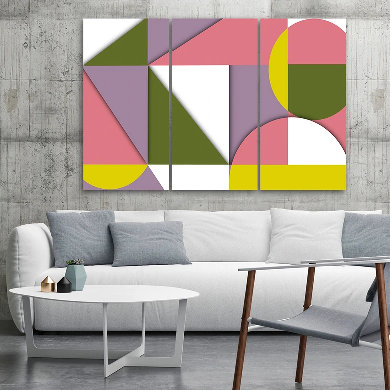 Leinwandbild 3 teilig, Geometrische Abstraktionsformen 
